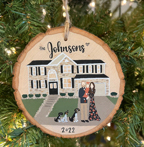 Custom Family and House Portrait Ornament